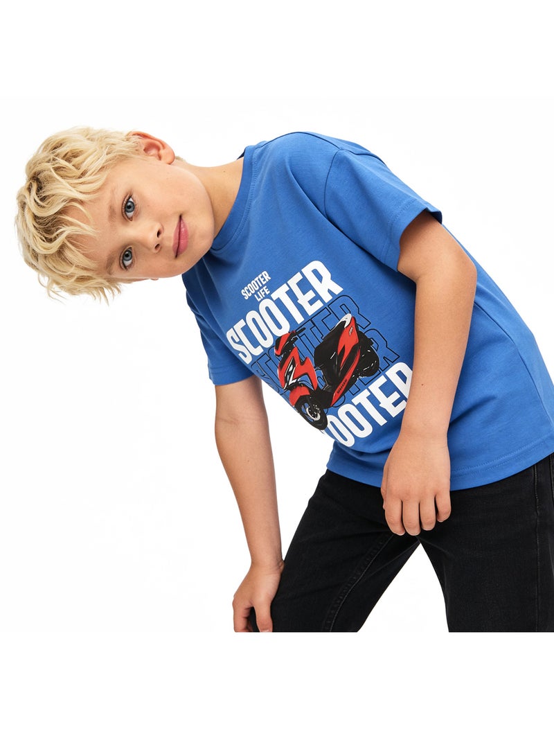 Andora Boys Printed "Scooter" Short Sleeves Tee - Blue - Image 2