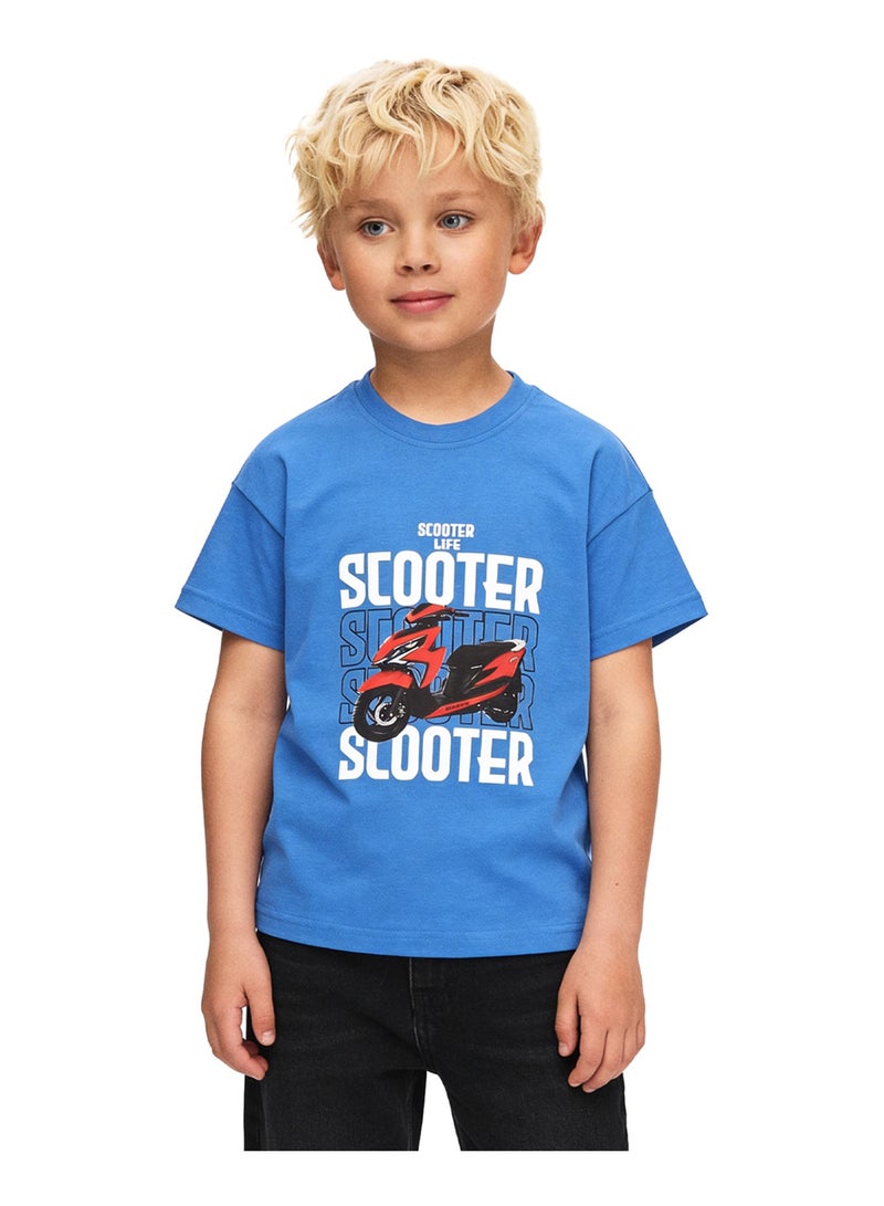 Andora Boys Printed "Scooter" Short Sleeves Tee - Blue - Image 1