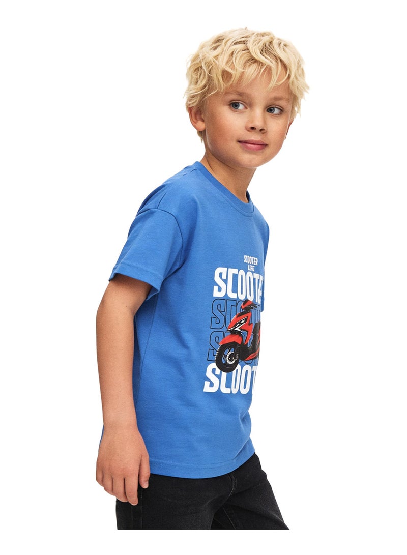 Andora Boys Printed "Scooter" Short Sleeves Tee - Blue - Image 4