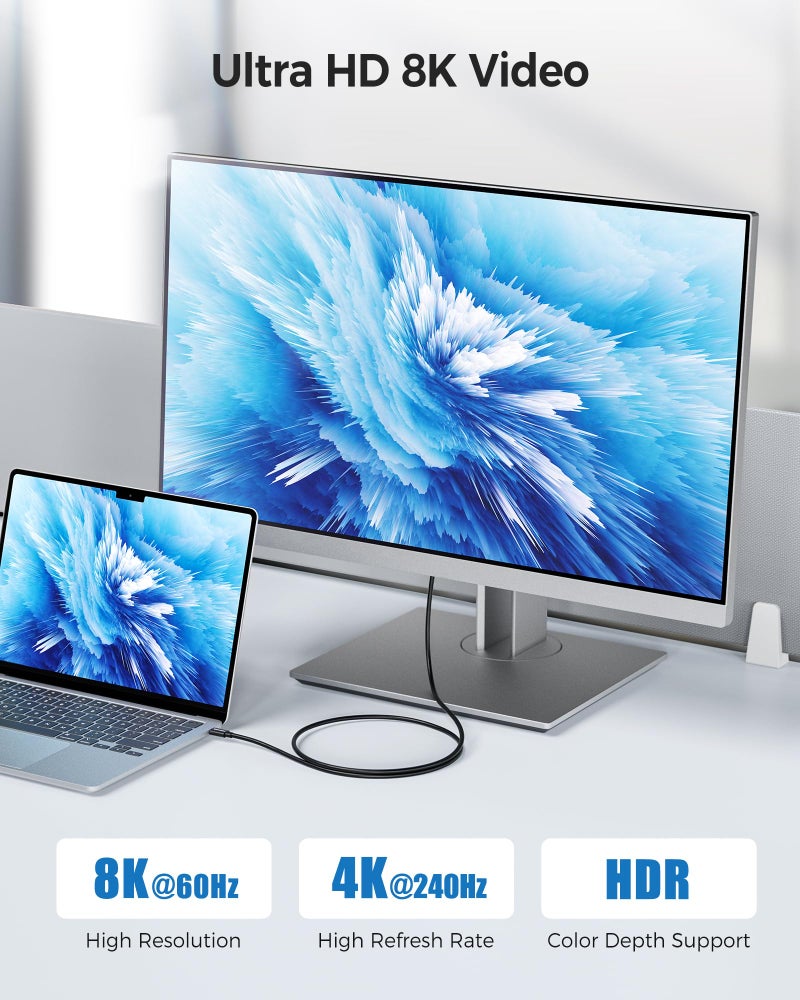 Cable Matters [Intel Certified] 40Gbps Thunderbolt 4 Cable 3.3ft with 8K Video and 240W Charging - 1m, Compatible with USB4, Thunderbolt 3 Cable and USB-C - Image 3