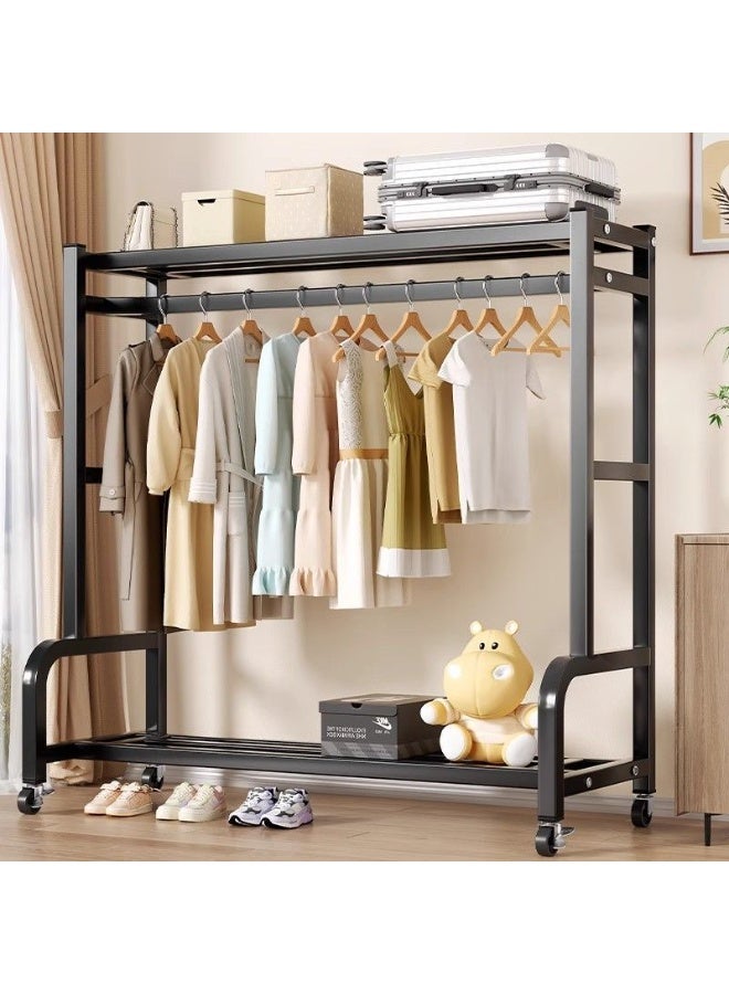 CityRiya-Long Coat Rack, Clothes Rack, Rolling Clothing Rack, Metal Garment Racks for Hanging Clothes, Freestanding Coat Rack, Closet Wardrobe Rack with Shoe Bench for Bedroom, Living Room, Black - Image 1
