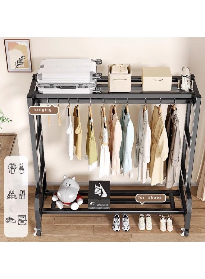 CityRiya-Long Coat Rack, Clothes Rack, Rolling Clothing Rack, Metal Garment Racks for Hanging Clothes, Freestanding Coat Rack, Closet Wardrobe Rack with Shoe Bench for Bedroom, Living Room, Black - Image 3