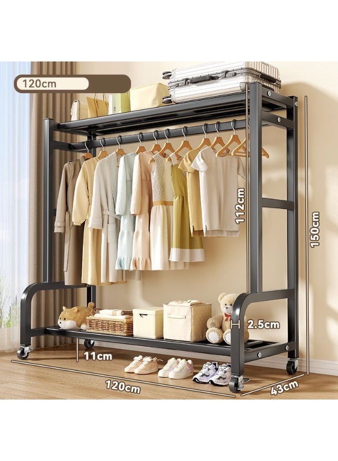 CityRiya-Long Coat Rack, Clothes Rack, Rolling Clothing Rack, Metal Garment Racks for Hanging Clothes, Freestanding Coat Rack, Closet Wardrobe Rack with Shoe Bench for Bedroom, Living Room, Black - Image 5