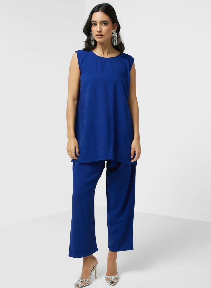 hayas closet Collar Robe & Pant Set
