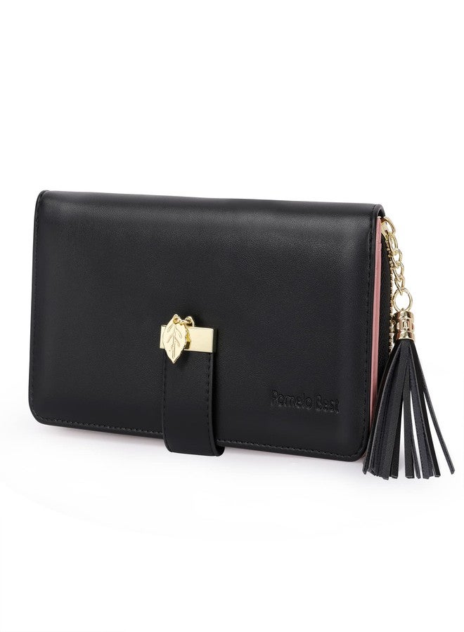 Pomelo Best RFID Wallets for Women with Multiple Card Slots and Cellphone Compartment, Solid - Black, L - Image 1
