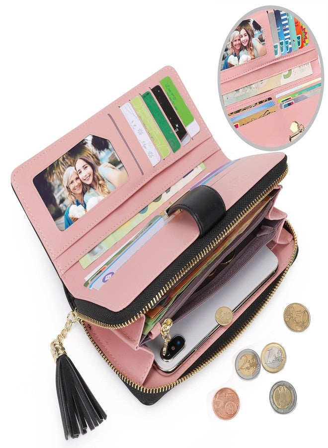 Pomelo Best RFID Wallets for Women with Multiple Card Slots and Cellphone Compartment, Solid - Black, L - Image 4