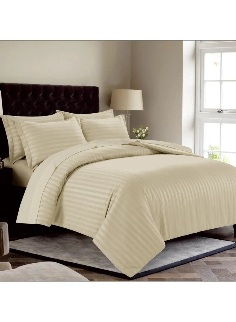 Donetella 7-Piece Damask Stripes Hotel Style Comforter Microfiber ,Removable Insert ,King 260 x 240 Cms ,Beige