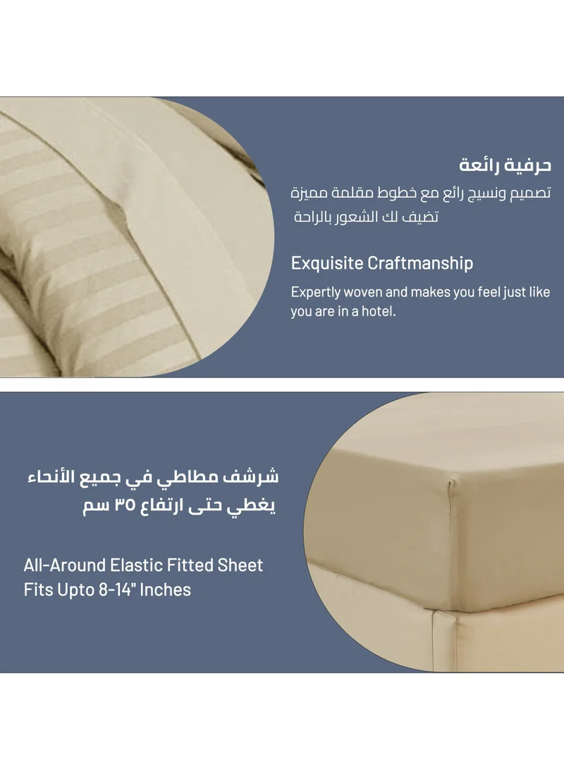 Donetella 7-Piece Damask Stripes Hotel Style Comforter Microfiber ,Removable Insert ,King 260 x 240 Cms ,Beige
