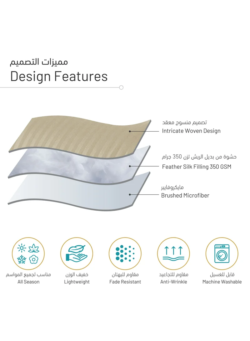 Donetella 7-Piece Damask Stripes Hotel Style Comforter Microfiber ,Removable Insert ,King 260 x 240 Cms ,Beige