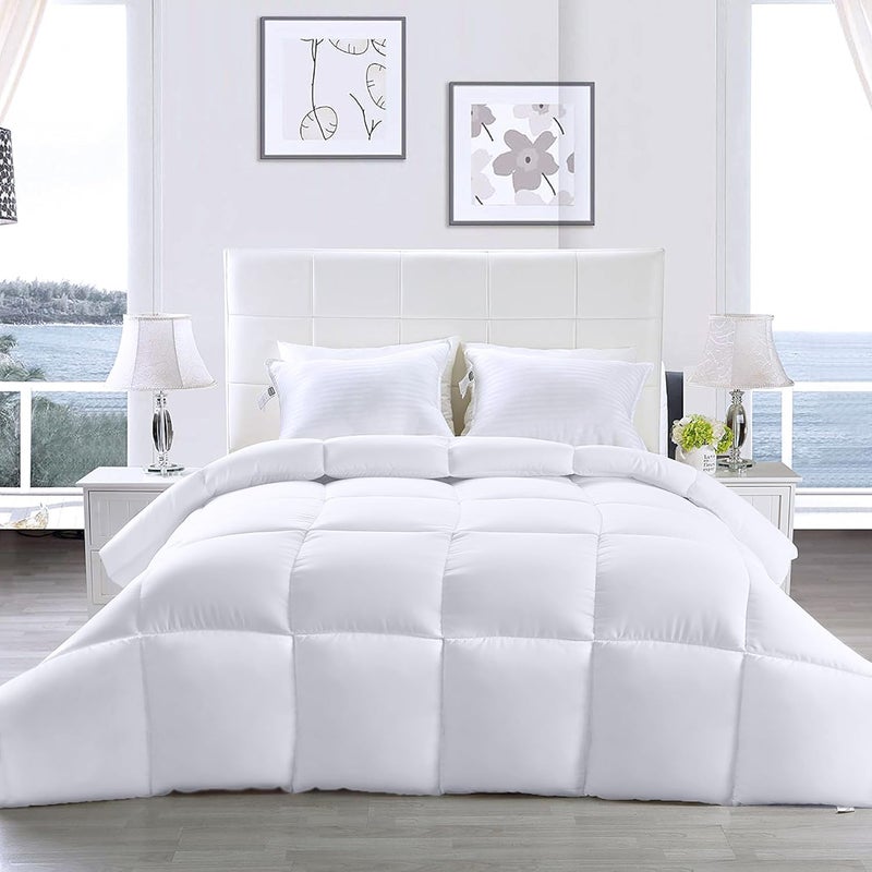 Utopia Bedding Comforters Queen Size, All Season Duvet Insert, Down Alternative Box Stitched Bed Comforter with Corner Tabs, Machine Washable (White) - Image 2