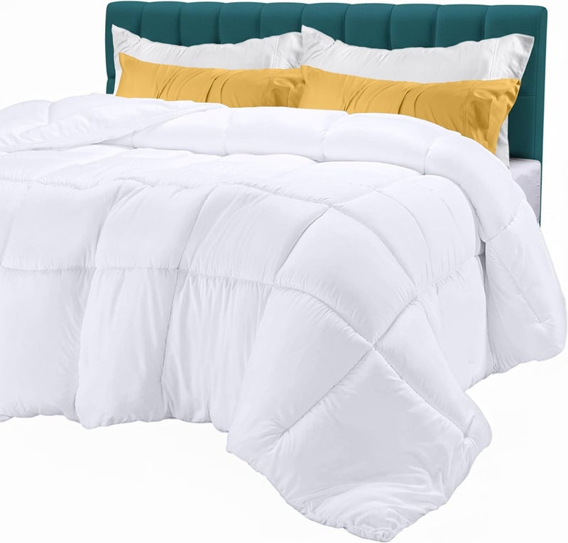 Utopia Bedding Comforters Queen Size, All Season Duvet Insert, Down Alternative Box Stitched Bed Comforter with Corner Tabs, Machine Washable (White) - Image 1