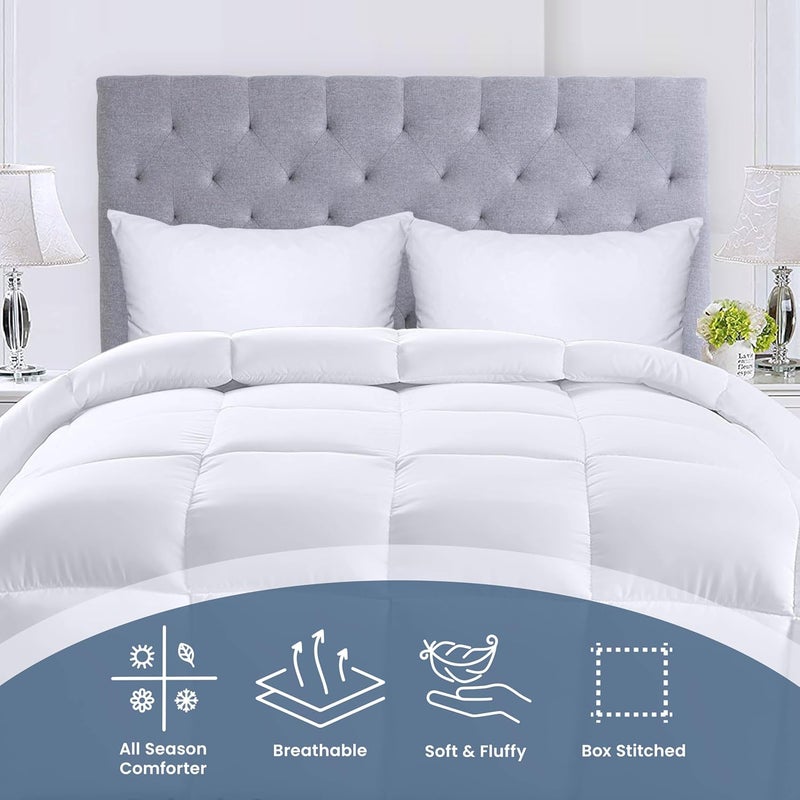 Utopia Bedding Comforters Queen Size, All Season Duvet Insert, Down Alternative Box Stitched Bed Comforter with Corner Tabs, Machine Washable (White) - Image 5