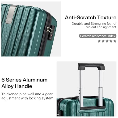 Hanke 16 Inch Underseat Carry on Luggage with Wheels,Small Hard Shell Suitcases for Weekender,Tsa Approved Lightweight Travel Luggage Suitcase for Womem Men,Blackish Green. - Image 5