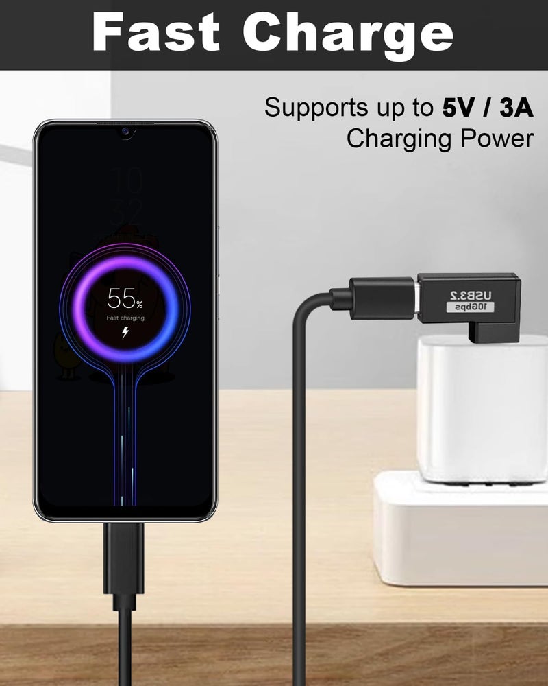 دوتك محول USB-C إلى USB-A بزاوية قائمة (4 قطع)، محول ذكر A إلى أنثى C بزاوية قائمة، موسع للكمبيوتر الشخصي واللابتوب. - Image 2