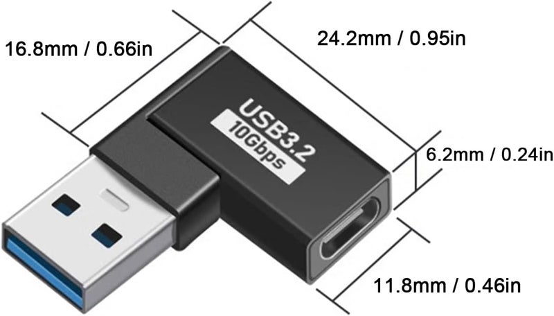 دوتك محول USB-C إلى USB-A بزاوية قائمة (4 قطع)، محول ذكر A إلى أنثى C بزاوية قائمة، موسع للكمبيوتر الشخصي واللابتوب. - Image 5