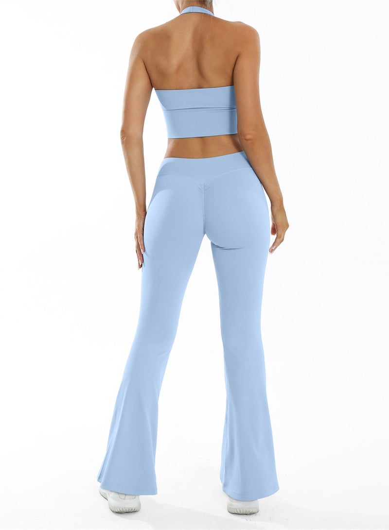 general Women 2PCS Sportswear Gym Workout Clothes Yoga Sets Sport Bra Push Up Flared Leggings Fitness Suits - Image 3