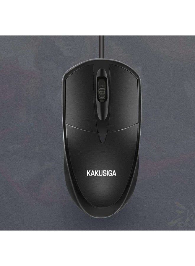 KAKUSIGA KSC-355 Wired USB Optical Mouse with 1500 DPI Ergonomic Design Anti-Skid Scroll Wheel Plug & Play Computer Mouse for Laptop & PC Black - Image 4