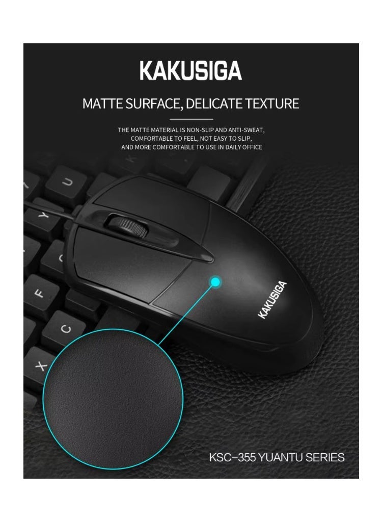 KAKUSIGA KSC-355 Wired USB Optical Mouse with 1500 DPI Ergonomic Design Anti-Skid Scroll Wheel Plug & Play Computer Mouse for Laptop & PC Black - Image 5