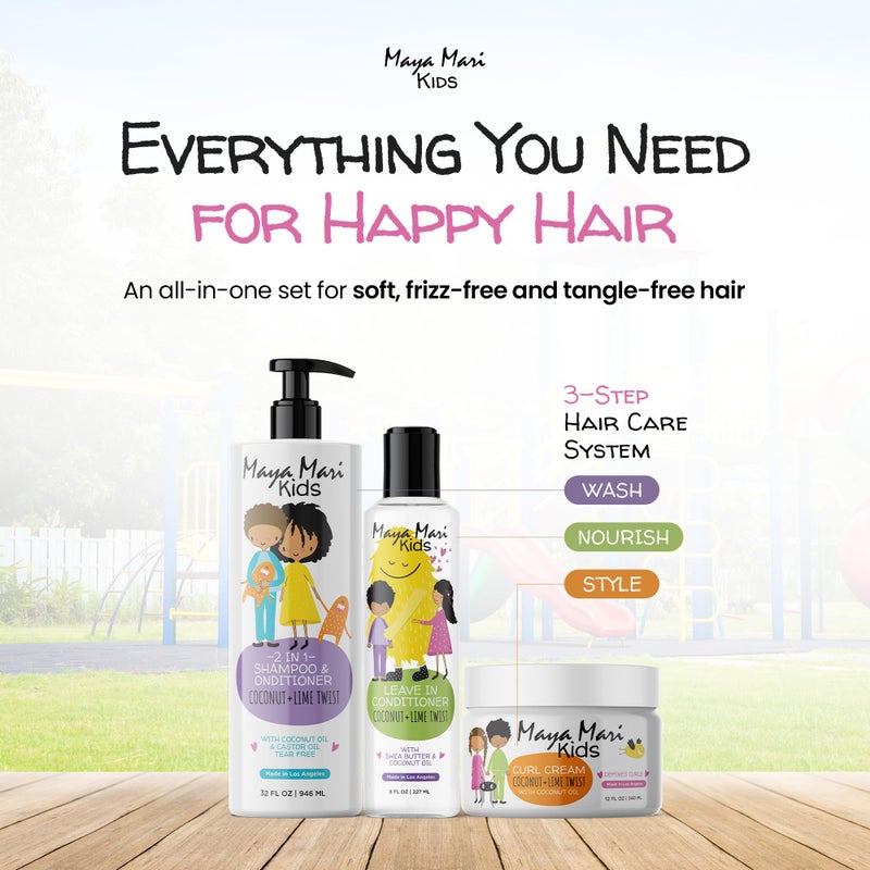 MAYA MARI Kids Curly Hair Gift Set | 2-in-1 Kids Shampoo & Conditioner, Curl Cream, & Leave-In Conditioner | Shea Butter, Tear-Free, Frizz Control, & Sulfate-Free, 32 Fl Oz - Image 2