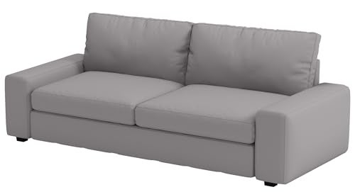 HomeTown Market غطاء أريكة كيبك ثلاثي المقاعد من القطن الثقيل بديل مخصص متوافق مع أريكة إيكيا كيبك 3 مقاعد فقط رمادي فاتح