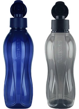 Tupperware زجاجة إيكو 1 لتر زرقاء داكنة و 1 لتر سوداء  - Image 1