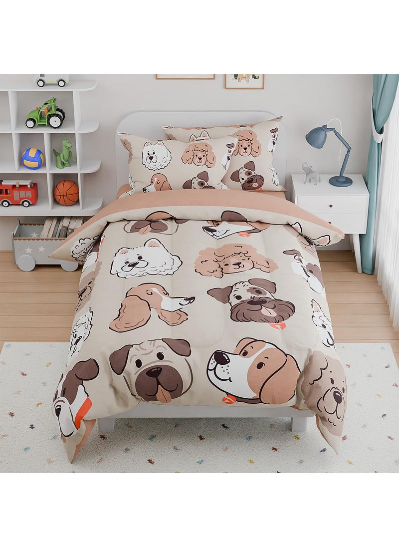 SANDJEST Dog Kids Bedding Set for Girls Boys  Ultra Soft Microfiber Comforter Set Twin Size 3-Pieces  Dogs Comforters Bed Sets for Kid Tween Teen Bedroom Decor  - Image 1