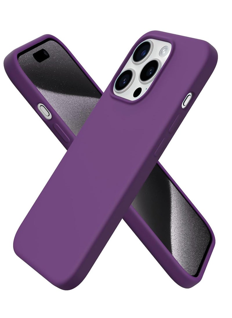 Generic - Compatible with iPhone 15 Pro Case, Liquid Silicone Case, Full Body Protective Cover, Shockproof, Slim Phone Case, Anti-Scratch Soft Microfiber Lining, 6.1 inch (Deep Purple) - Image 1