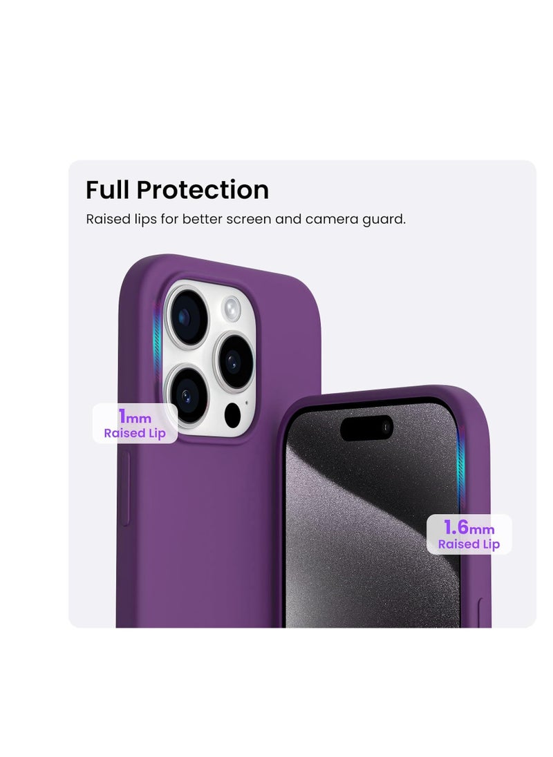 Generic - Compatible with iPhone 15 Pro Case, Liquid Silicone Case, Full Body Protective Cover, Shockproof, Slim Phone Case, Anti-Scratch Soft Microfiber Lining, 6.1 inch (Deep Purple) - Image 1