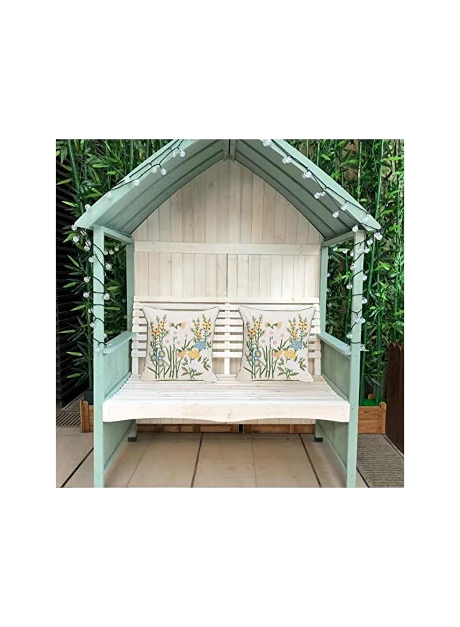 The Bros Set of 2 Embroidered Decorative Throw Pillow Covers Couch Square Pillowcases Cushion for Bedroom Sofa Farmhouse Decor 18x18 Inch (Yellow Daisy) - Image 4