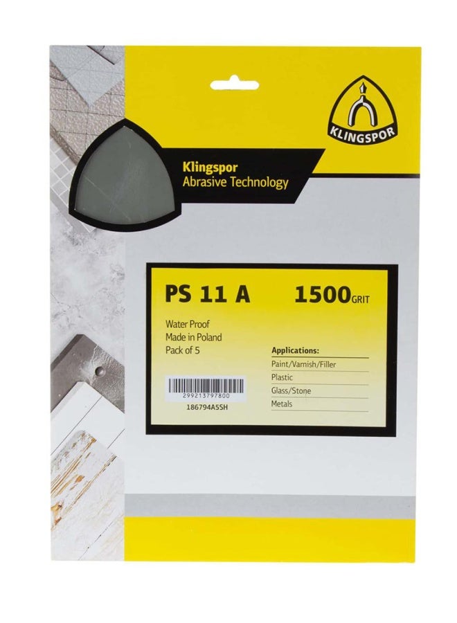 Pack Of 5 Klingspor Waterproof Sandpaper Sheet 2000 Grit