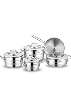 Korkmaz A Set Of Astra Stainless Steel Cookware From Korkmaz Consisting Of 9 Pieces And Sizes (16+20+24+24) 
