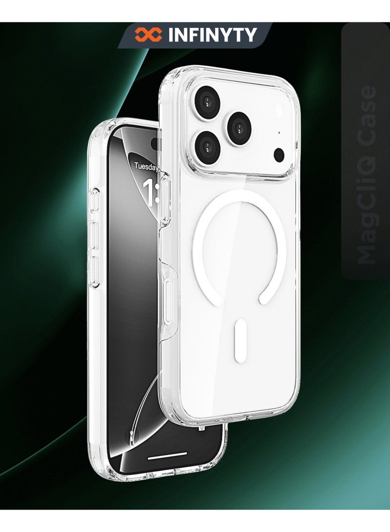 INFINYTY iPhone 17 Pro Max Premium Clear Case - Zepho (Transparent), MagSafe Compatible, 12ft Mil. Grade Drop-Tested, Crystal Clear Transparency, Effective Anti-Yellowing Technology, Hybrid Material, Shock-Absorbing Bumpers, Scratch-Resistant, Raised Edges - Image 1