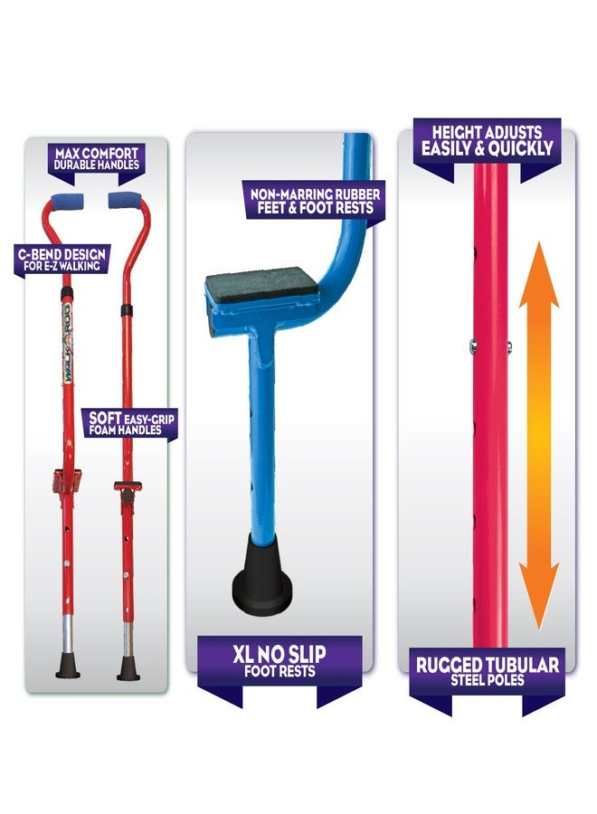 Geospace Adjustable Walkaroo Steel Wee Balance Stilts for Kids - Indoor/Outdoor Play, Exercise, Steel Stilts for Kids- Up to 120 lbs, Height Adjustable Walking Stilts, Kids Stilts -RED - Image 5