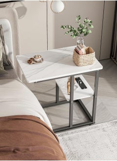 AGD Side Coffee Table with Tocket in White Marble Design  - Image 2