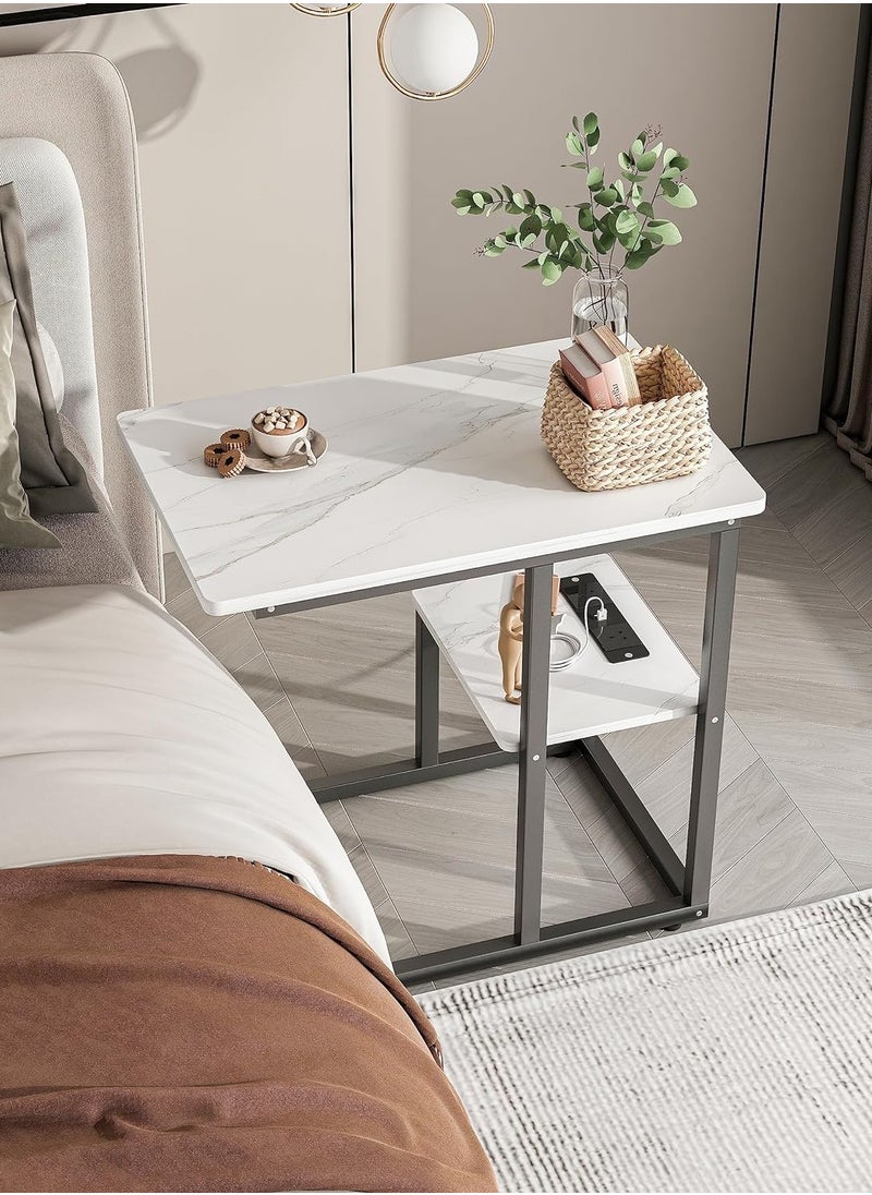 AGD Side Coffee Table with Tocket in White Marble Design  - Image 2