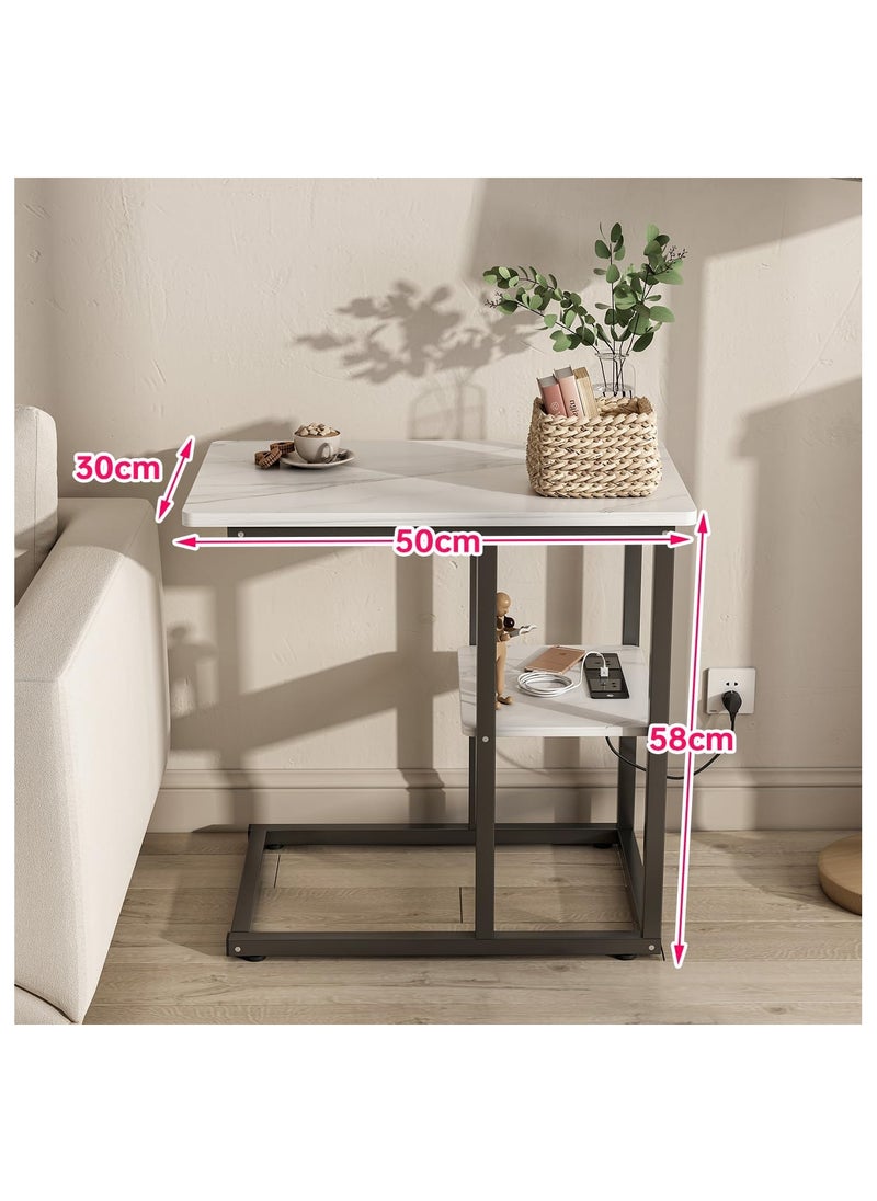 AGD Side Coffee Table with Tocket in White Marble Design  - Image 4
