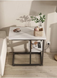 AGD Side Coffee Table with Tocket in White Marble Design  - Image 3