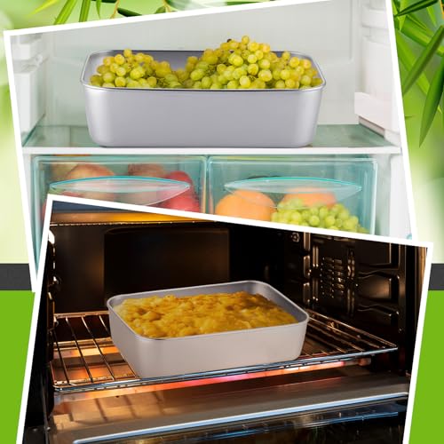 Funnymoom 2 Sets Stainless Steel Cake Pan with Lid 6 x 9 Inch Rectangle Bread Loaf Pans with Cover Rectangle Baking Bakeware for Bread Cake Brownies, Dishwasher Safe (Classic Style) - Image 2