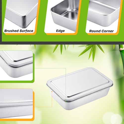 Funnymoom 2 Sets Stainless Steel Cake Pan with Lid 6 x 9 Inch Rectangle Bread Loaf Pans with Cover Rectangle Baking Bakeware for Bread Cake Brownies, Dishwasher Safe (Classic Style) - Image 5
