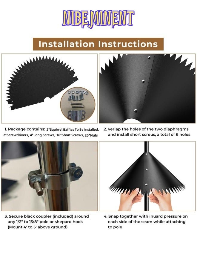 NIBEMINENT Squirrel Baffle for Bird Feeder Pole, Outdoor New Wrap Around Squirrel Baffle - 2 Pack (Black, 14 inch) - Image 4