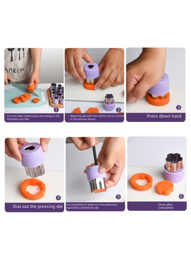 Baby Complementary Food Embossed Mold Biscuit Gadget Home Baking Set Children's Butterfly Surface Cutting Mold Fruit And Vegetable Cutting-Specifications:Small Carrot-Color:Cute Powder - Image 4