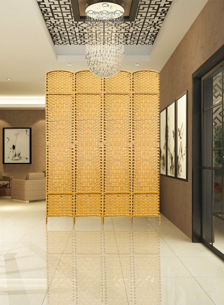 Generic 𝐅𝐅𝐃 Freestanding 4-Panel Privacy Screen | Lightweight & Durable Room Separator for Living Room, Bedroom, Office | Portable, No Assembly Required, Stylish Rattan Finish  - Image 1