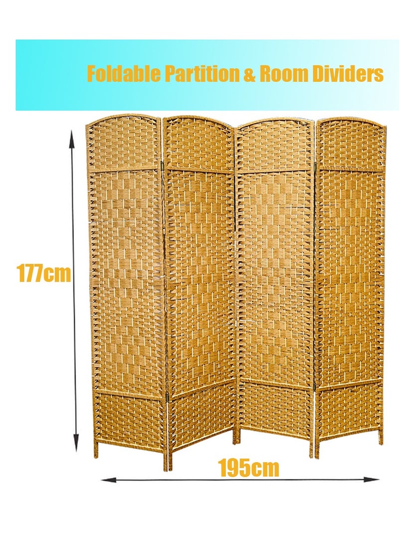Generic 𝐅𝐅𝐃 Freestanding 4-Panel Privacy Screen | Lightweight & Durable Room Separator for Living Room, Bedroom, Office | Portable, No Assembly Required, Stylish Rattan Finish  - Image 2