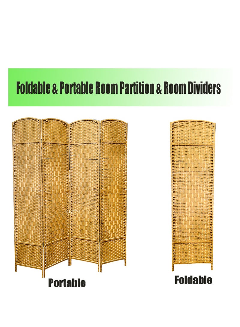 Generic 𝐅𝐅𝐃 Freestanding 4-Panel Privacy Screen | Lightweight & Durable Room Separator for Living Room, Bedroom, Office | Portable, No Assembly Required, Stylish Rattan Finish  - Image 3