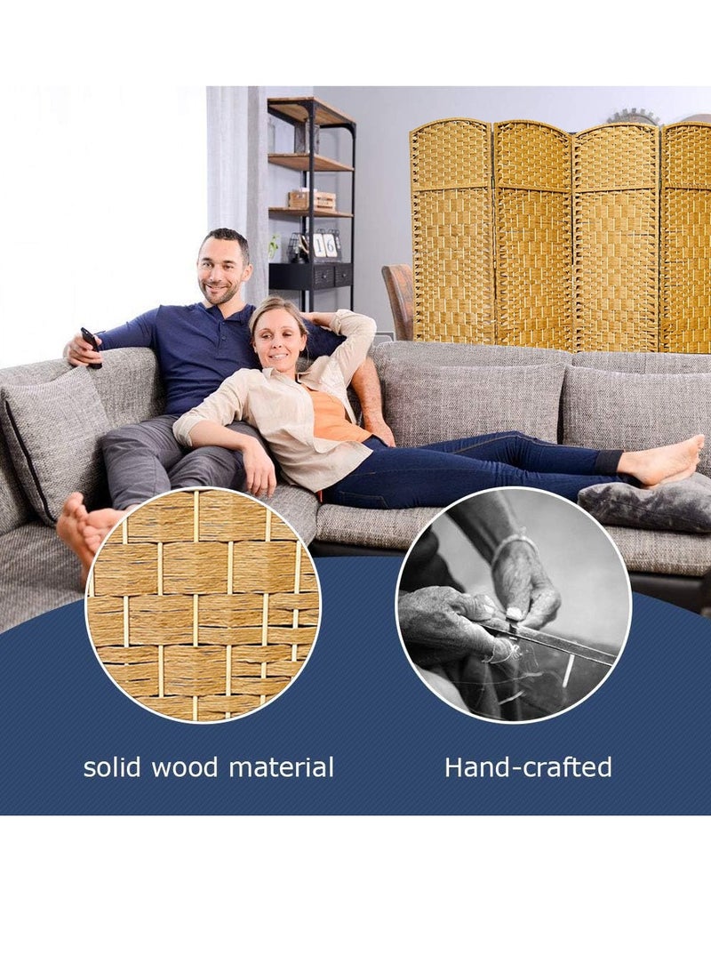 Generic 𝐅𝐅𝐃 Freestanding 4-Panel Privacy Screen | Lightweight & Durable Room Separator for Living Room, Bedroom, Office | Portable, No Assembly Required, Stylish Rattan Finish  - Image 4
