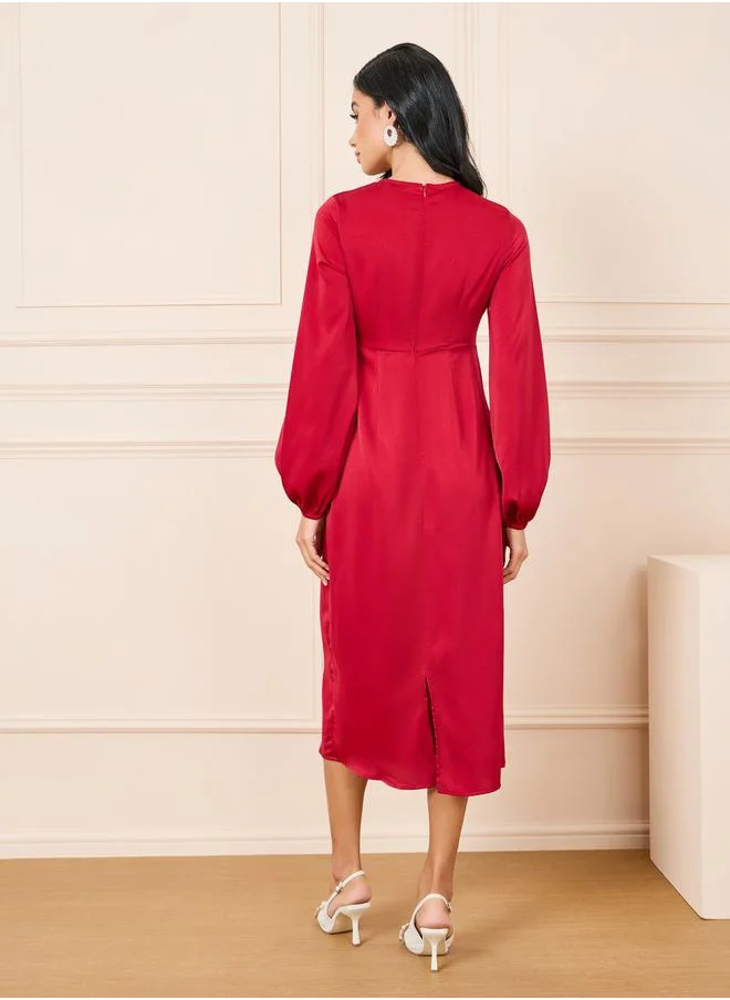 Styli Embellished Buckle Shift Midi Dress
