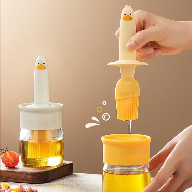 Puno Puno Premium Oil Dispenser Bottle with Silicone Brush 200ML Leakproof Glass Jar Kitchen Basting Brush for Cooking Baking BBQ and Grilling HeatResistant - Image 1