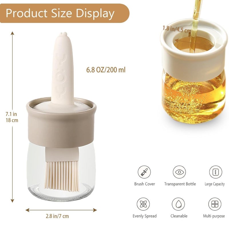 Puno Puno Premium Oil Dispenser Bottle with Silicone Brush 200ML Leakproof Glass Jar Kitchen Basting Brush for Cooking Baking BBQ and Grilling HeatResistant - Image 5