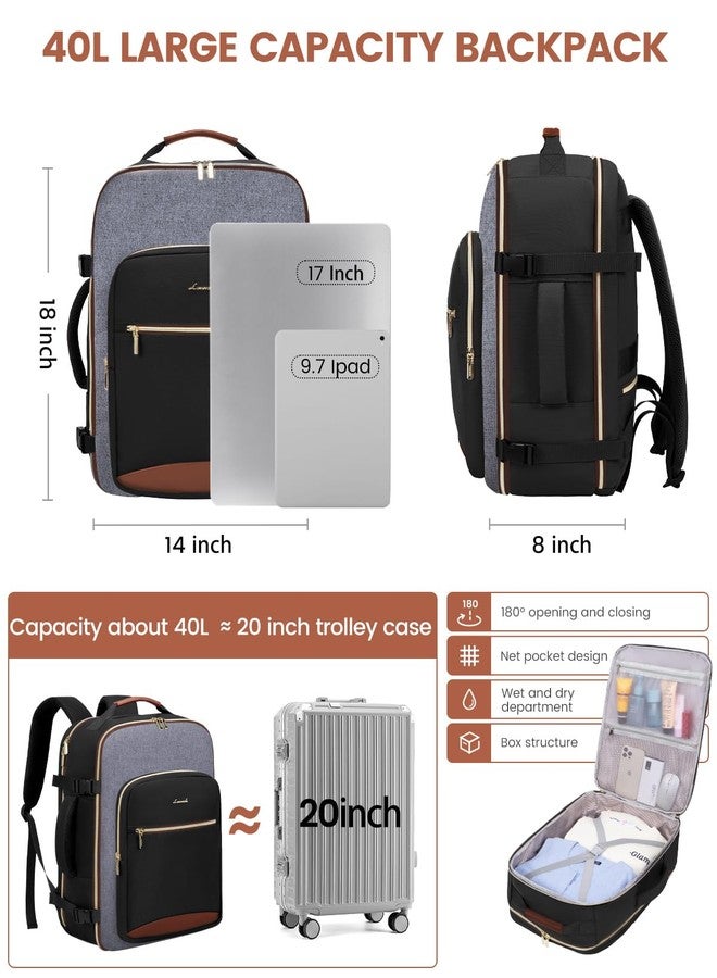 LOVEVOOK 40L Large Travel Backpack for Women Men, 17 Inch Carry on Backpack for Traveling on Airplane - Image 4