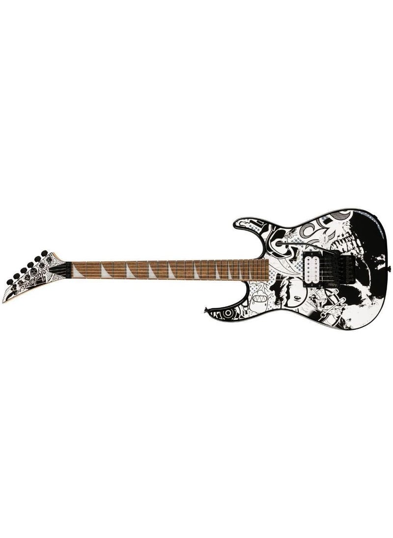 Jackson - Jackson X Series Dinky DK1 H 6String Solid Body Maple Electric Guitar RightHanded Skull Kaos Bundle with Protective Hard Shell Guitar Case 2 Items - Image 1